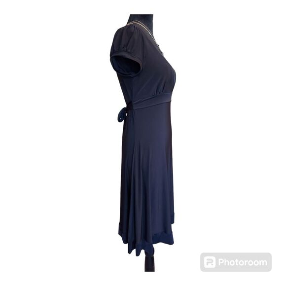 Purple Rain Black Tie Back Midi Dress - Picture 3 of 6